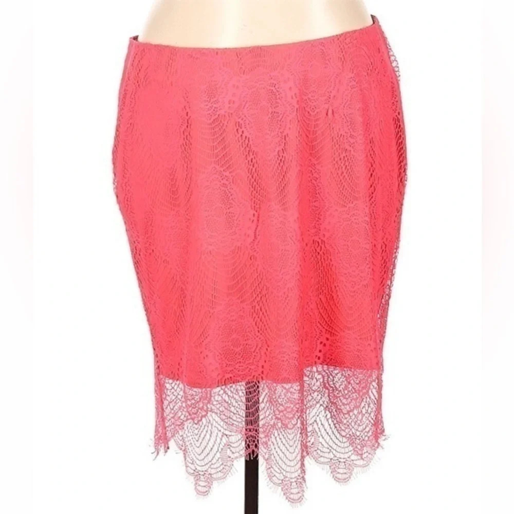 Torrid Punk Chic Neon Bright Pink Stretch Lace Pencil Skirt Plus Size 3X - Picture 2 of 4